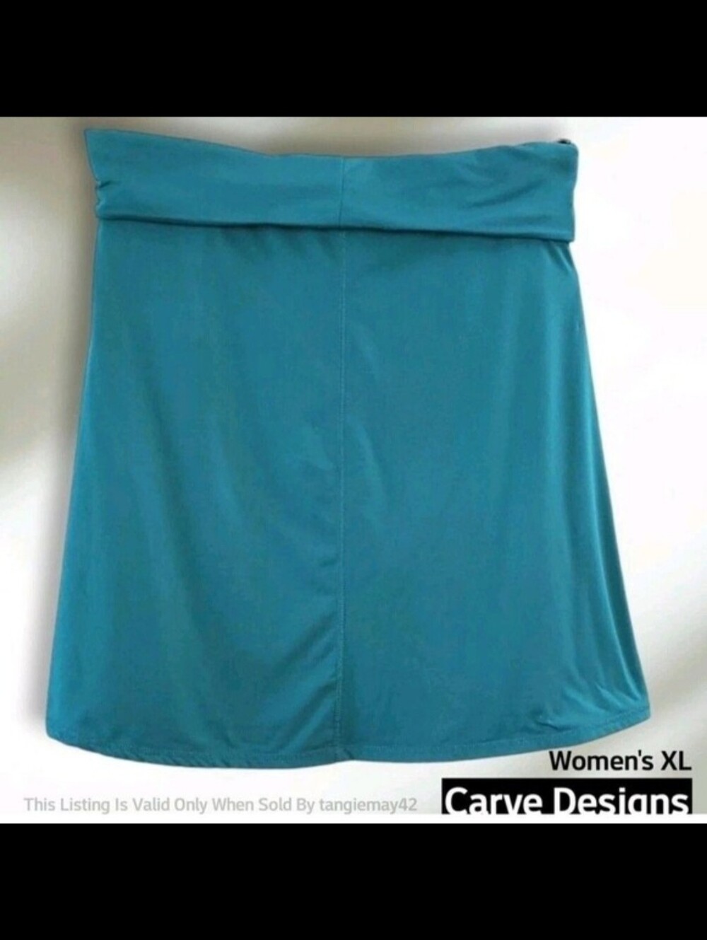 Carve Designs Casual Jersey Knit A-Line Skirt Teal Blue Knee Length Womens XL